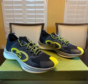 Neu Original Gucci Run GG Logo Sneaker Schuhe schwarz gelb Größe UK 13 / US 13,5 - Bild 1 von 15