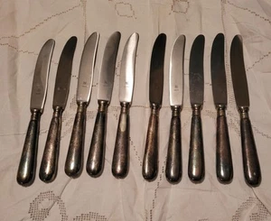 Antique Vintage Set Of 10 WMF Inox Silver Plated Dinner Knifes Marked 90 - Picture 1 of 10
