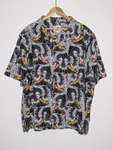 Mambo Smart Arts Loud All Over Print Skeleton Surfer Surf Button Up Shirt 5XL - Picture 1 of 7