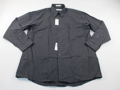 Calvin Klein Dress Shirt Men’s 17.5 Black Striped Button Up Long Sleeve Preppy - Image 1 of 4