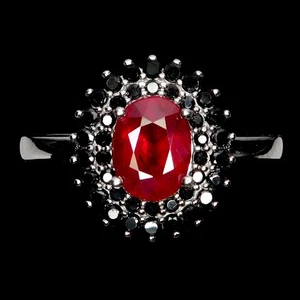 925 Sterling Silver Ring Oval Ruby 8x6mm Spinel Natural Gemstone Jewelry Size 8 - Picture 1 of 14