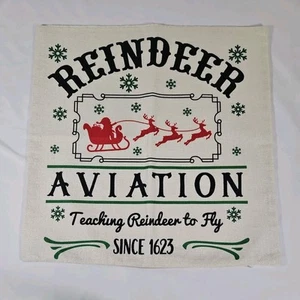 EUC Decorative Pillow Cover 18"x18" Reindeer Aviation - Picture 1 of 3