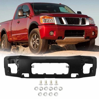 Black Steel Front Bumper Face Bar For 2004-2015 Nissan Titan W/ Fog Split Style - Imagem 1 de 4