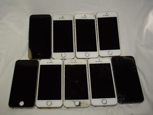Lot of (9) Apple iPhone 5s Model A1533 A1453 phones for parts only         (h9)