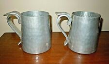 Set 2 Vintage Mid Century B. W. Buenilum Hammered Aluminum Steins Mugs Cups Euc
