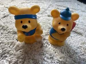 Vintage Rubber Baseball Bear Set of 2 Infant Baby Squeak Toys Sports Cake Topper - Picture 1 of 7