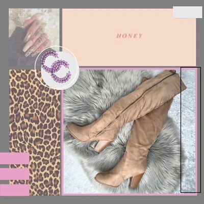 Botas altas Charlotte Russe de gamuza sintética tostadas talla 9 invierno otoño  Foto 1 de 4