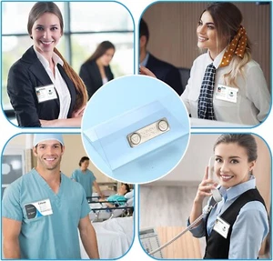 Magnetic Name Badge Holder ID Card Holder Tags Identification Card Holder - Picture 1 of 8