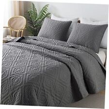 Size Quilt Bedding Sets with Pillow Shams, Boho Lightweight Soft King Dark Grey