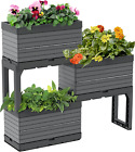 Flexspace 5Pc Modular Raised Garden With 3 Collapsible Planter Boxes & 2 Legs