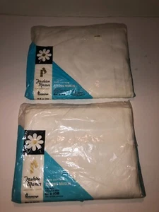 NOS PENNEY'S Fashion Manor Strong Muslin White Double Fitted & Flat Sheets NIP - Picture 1 of 6