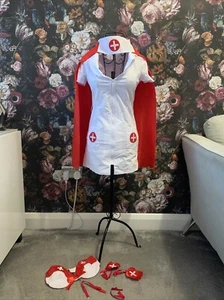 Sexy enfermera vestido elegante para adultos talla XS 4-6 nuevo - Imagen 1 de 8