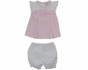 Baby Girls Frilly Broderie Anglaise Pink Dress Bloomers Pants Hat Outfit 0-9M 69