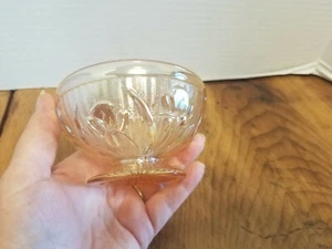 Jeannette Iris & Herringbone Footed Iridescent Fruit Dessert Bowl 3 3/4" - Picture 1 of 4