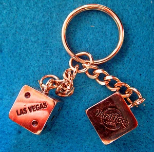 LAS VEGAS HOTEL CASINO SILVER CHAINED DICE KEYCHAIN KEYRING Hard Rock Cafe - Picture 1 of 1