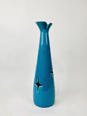 Vintage Turquoise Teal Italian Pierced Art Pottery Pierce Vase 21” From 1950 • 100€