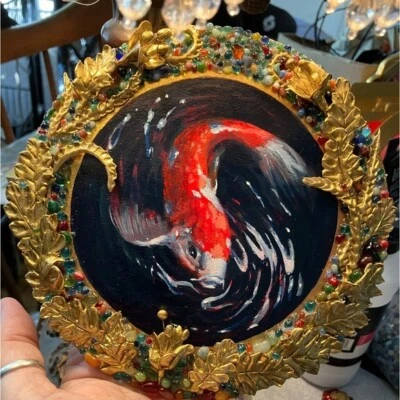 Koi Pintura Original Pez Art Nouveau Escultura Dorada Decoración del Hogar Artettina EE. UU. Foto 1 de 4