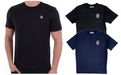 FILA Men's T-Shirt Black/Navy Plain Short Sleeve Summer Tee Cotton Top XS - 2XL - Image 1 of 4