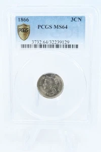 1866-P PCGS MS64 Three (3) Cent Nickel Business Strike 3CN - Picture 1 of 2