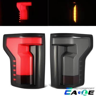 Par de luces traseras rojas de estacionamiento freno trasero OEM negro humo Ford F150 2015-2020 Foto 1 de 4
