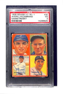 Goudey 1935 4 en 1 #2E Averill / Hilldebrand / Kamm / Trosky PSA 3 Foto 1 de 2