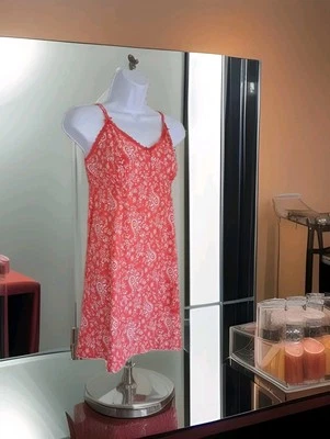 Ropa de dormir Rene Rofe M coral estampado cachemir encaje ribete lencería camisón quimise  Foto 1 de 4