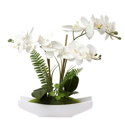 Hermosas Orquídeas Flores Artificiales 15 Grandes Orquídeas Falsas Blanco Phalaenopsis Foto 1 de 4