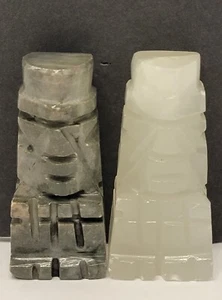 1 White & Gray Marble or Onyx Stone, 1 white quartz BISHOP Chess Pieces 3 7/8" h - Picture 1 of 3