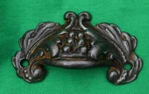 Vintage Ornate  Cast IronDrawer Pull Hardware - Floral Leaf  & Fruit Design 3"  - Picture 1 of 3