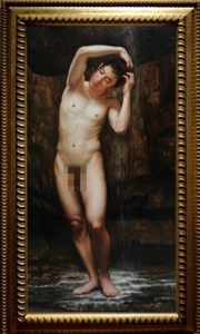 Arte de pintura al óleo original hecho a mano hombre niño sobre lienzo 24"X40" - Imagen 1 de 2