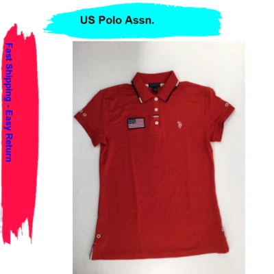 Polo de Estados Unidos con bandera en el pecho, rojo de carreras [S] Foto 1 de 2