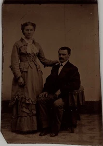 Husband and Wide studio Image Antique Tintype 1860s Photo - Picture 1 of 5