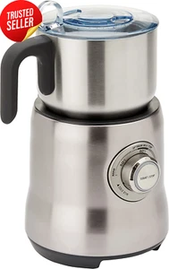 Milk Frother Stainless Steel Electric Cafe Style Brushed Finish Hot Cold Foam - Picture 1 of 5