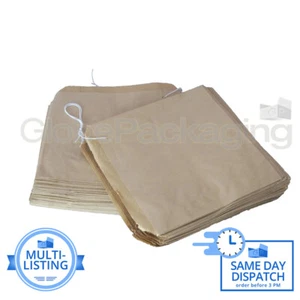BROWN KRAFT PAPER FLAT BAGS FRUITS SWEETS JEWELLERY BAGS *ALL SIZES / QTY'S* - Picture 1 of 5