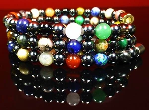 Collar de pulsera envolvente 6 mm hematita magnética piedra preciosa curativa chakra reiki - Imagen 1 de 9