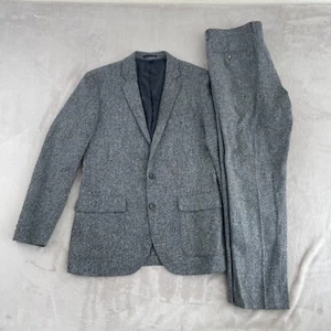 J. Crew Ludlow Suit 41R Wool Moon Grey Herringbone Tweed Slim Fit Pants 34x30 - Picture 1 of 21