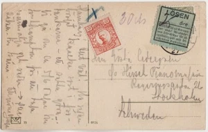 SUECIA 1921 Hamburgo vista PC a Estocolmo con sello de 25 ORE + resolver penalización 25 minerales - Imagen 1 de 2