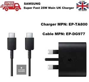 Samsung FAST 25W Charger Plug High Speed Data Cable for Galaxy S22 FE S22+ Ultra - Picture 1 of 6