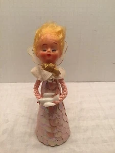 Vintage Christmas Styrofoam Angel Sequins Dove Beads Pearls Kitschy - Picture 1 of 7