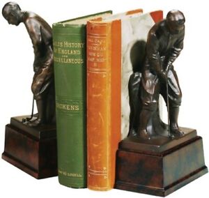 Bookends Bookend GOLF Lodge Putting Golfer Resin Hand-Painted Hand-Cast 