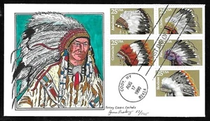 2501-5 25c Stamps (1990) NATIVE AMERICANS FDC HD/HP FROM PASLAY CLASSIC CACHETS - Picture 1 of 1