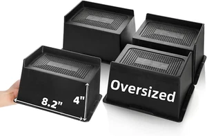 4 Pack Rectangle Bed Risers, 4" Heavy Duty Wide Furniture Lifter, Oversized Dura - Picture 1 of 12