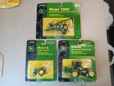Carro de productos básicos John Deere Ertl 1/64 modelo 1900 - tractor 9400 - modelo D lote de 3 Foto 1 de 4
