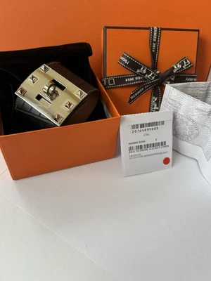 Hermes Kelly Dog Matte Graphite Alligator Croc Cuff Bracelet CDC Authentic - Image 1 of 4