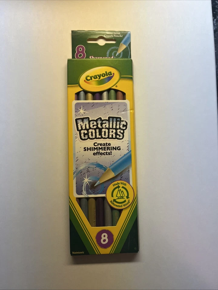 Nuevo en Caja Lápices de Colores Metálicos Crayola Juego de 8 Regreso al Cole Hecho en Brasil Foto 1 de 4