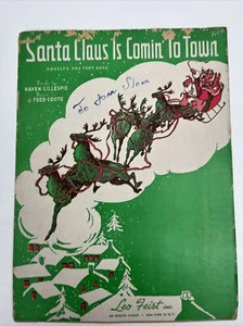 Vtg 1934 Santa Claus Is Comin To Town Haven Gillespie J. Fred Coots Sheet Music - Picture 1 of 6