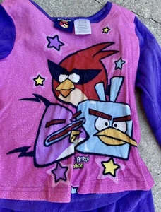 Angry Birds Purple Fleece Pajama PJ Set Size 7/8 - Picture 1 of 5