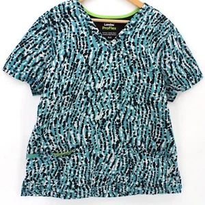 Landau ProFlex Scrub Top Womens Multicolor Abstract Pattern Medical Uniform Size - Picture 1 of 9