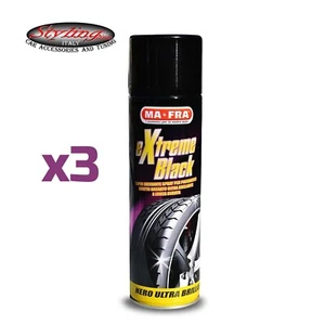 3X MAFRA EXTREME BLACK NERO GOMME LUCIDANTE GOMME SPRAY MA FRA MA-FRA 500ML AUTO - Foto 1 di 3