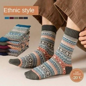 Trendige ethnische Wintersocken Baumwolle reich Fairisle gestrickte gemütliche Wintersocken für Herren UK 6-11 - Bild 1 von 5